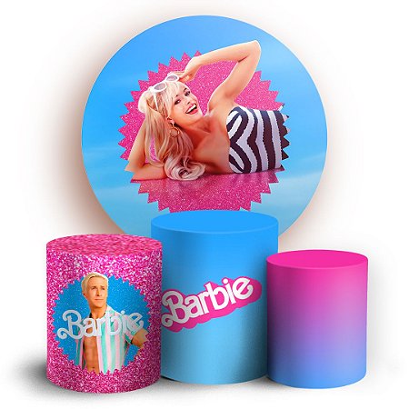 Capas Painel Redondo e Trio Cilindro Sublimado - Barbie