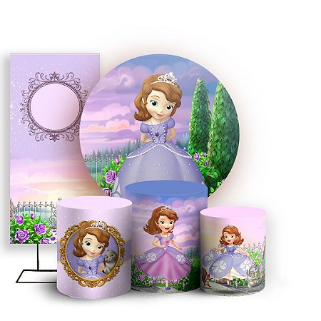 Capas Painel Redondo Trio Cilindro e Faixa Lateral Sublimado - Princesa Sofia