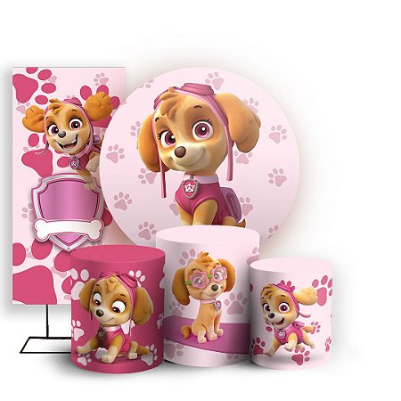 Capas Painel Redondo Trio Cilindro e Faixa Lateral Sublimado - Patrulha Canina