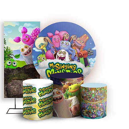 Capas Painel Redondo Trio Cilindro e Faixa Lateral Sublimado - My Singing Monster