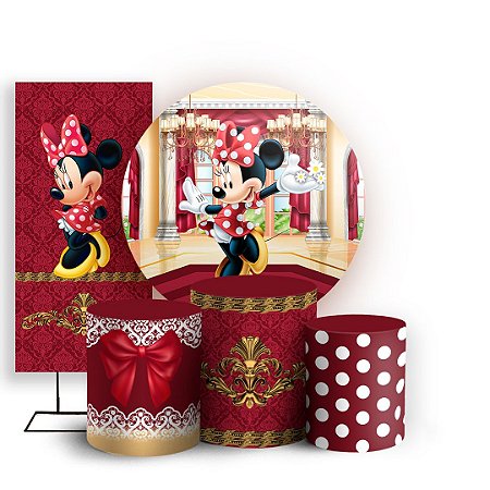 Capas Painel Redondo Trio Cilindro e Faixa Lateral Sublimado - Minnie