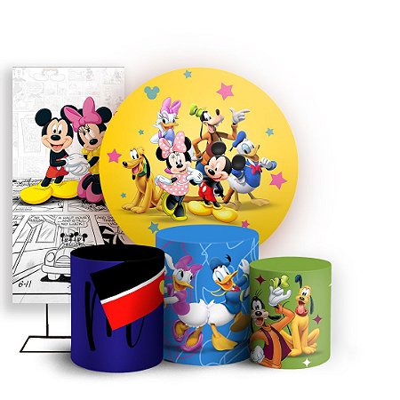Capas Painel Redondo Trio Cilindro e Faixa Lateral Sublimado - Mickey