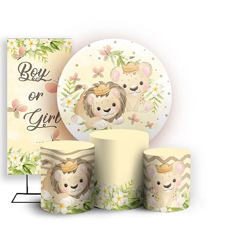 Capas Painel Redondo Trio Cilindro e Faixa Lateral Sublimado - Leãozinho