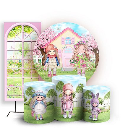 Capas Painel Redondo Trio Cilindro e Faixa Lateral Sublimado - Boneca Vintage