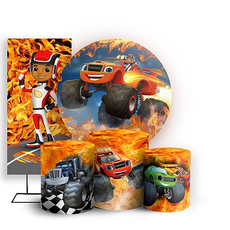 Capas Painel Redondo Trio Cilindro e Faixa Lateral Sublimado - Blazer and Monster Machine