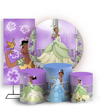 Capas Painel Redondo Trio Cilindro e Faixa Lateral Sublimado - A Princesa e o Sapo