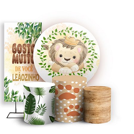 Capas Painel Redondo Trio Cilindro e Faixa Lateral Sublimado - Leãozinho