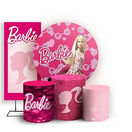 Capas Painel Redondo Trio Cilindro e Faixa Lateral Sublimado - Barbie