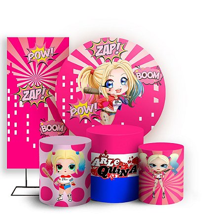 Capas Painel Redondo Trio Cilindro e Faixa Lateral Sublimado - Arlequina