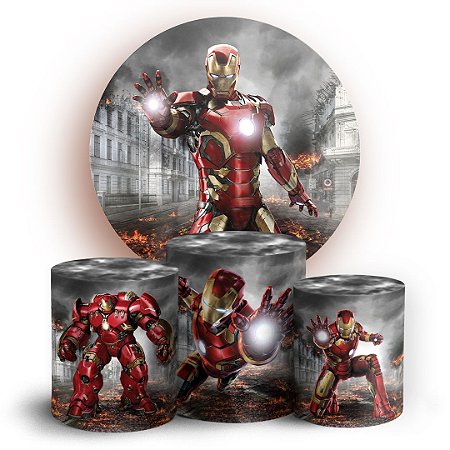 Capas Painel Redondo e Trio Cilindro Sublimado - Homem de Ferro