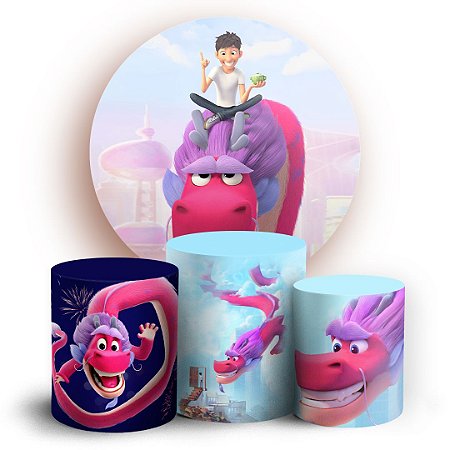 Capas Painel Redondo e Trio Cilindro Sublimado - Din e o Dragão Genial