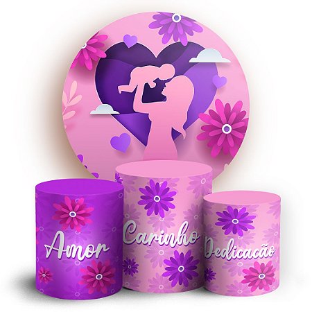 Capas Painel Redondo e Trio Cilindro Sublimado - Dia das Mães