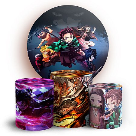Capas Painel Redondo e Trio Cilindro Sublimado - Demon Slayer