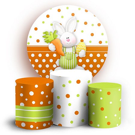 Capas Painel Redondo e Trio Cilindro Sublimado - Coelho da Páscoa