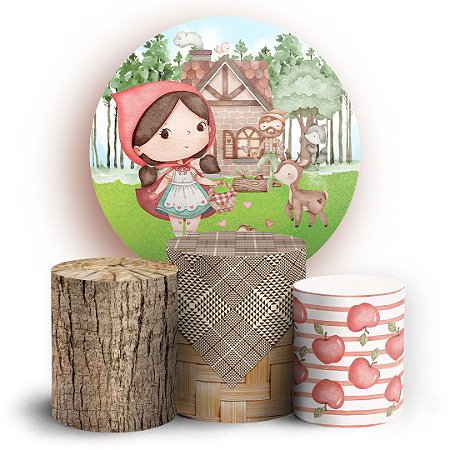 Capas Painel Redondo e Trio Cilindro Sublimado - Chapeuzinho Vermelho