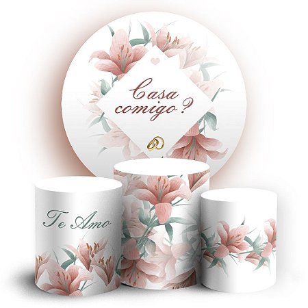 Capas Painel Redondo e Trio Cilindro Sublimado - Casamento
