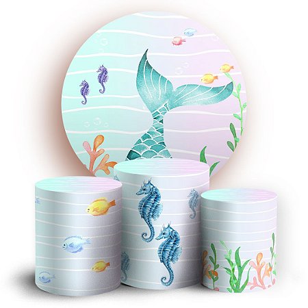 Capas Painel Redondo e Trio Cilindro Sublimado - Calda de Sereia