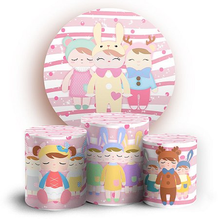 Capas Painel Redondo e Trio Cilindro Sublimado - Bonecas MeToo