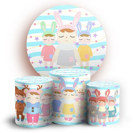 Capas Painel Redondo e Trio Cilindro Sublimado - Bonecas MeToo