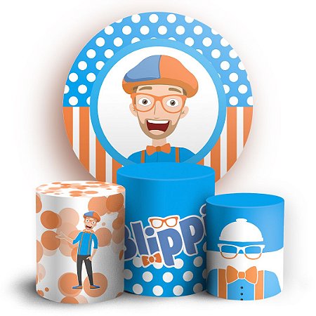 Capas Painel Redondo e Trio Cilindro Sublimado - Blippi