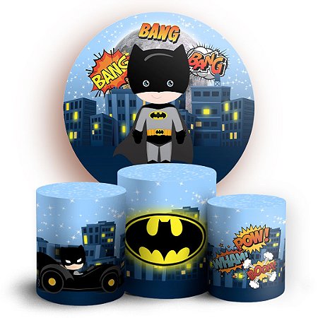 Capas Painel Redondo e Trio Cilindro Sublimado - Batman Cute