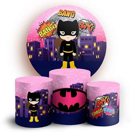 Capas Painel Redondo e Trio Cilindro Sublimado - BatGirl Cute