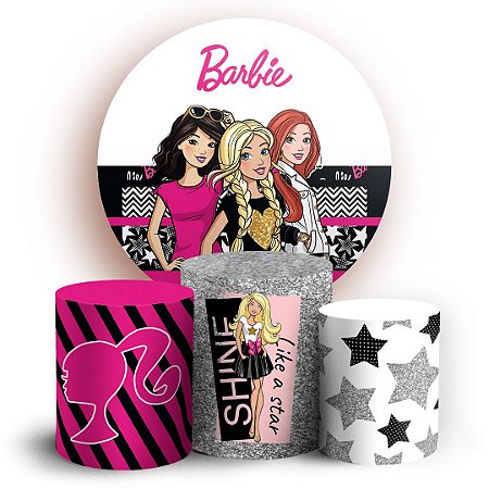 Capas Painel Redondo e Trio Cilindro Sublimado - Barbie