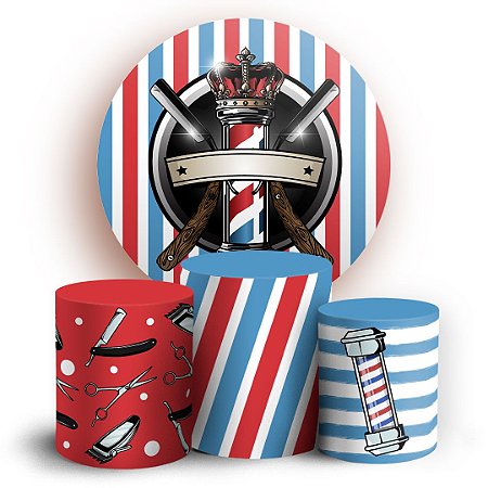 Capas Painel Redondo e Trio Cilindro Sublimado - Barbeiro