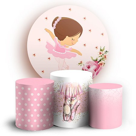Capas Painel Redondo e Trio Cilindro Sublimado - Bailarina Cute