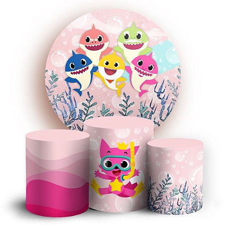 Capas Painel Redondo e Trio Cilindro Sublimado - Baby Shark