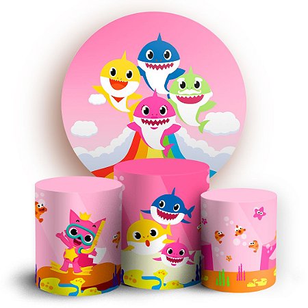 Capas Painel Redondo e Trio Cilindro Sublimado - Baby Shark
