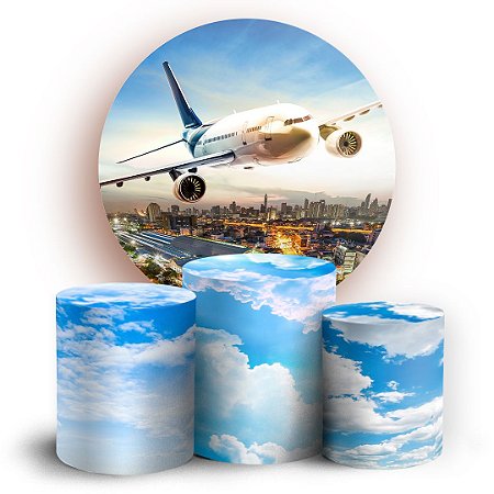 Capas Painel Redondo e Trio Cilindro Sublimado - Aviao