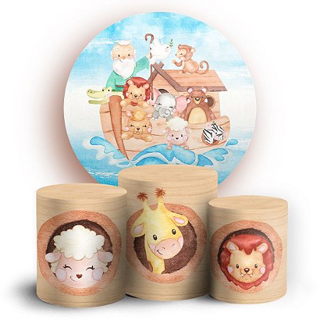 Capas Painel Redondo e Trio Cilindro Sublimado - Arca de Noé