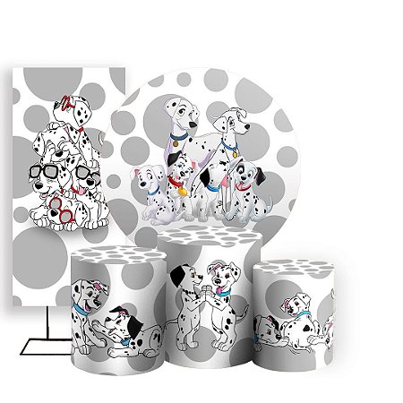 Capas Painel Redondo Trio Cilindro e Faixa Lateral Sublimado - 101 Dálmatas