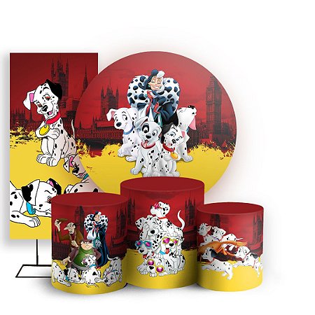 Capas Painel Redondo Trio Cilindro e Faixa Lateral Sublimado - 101 Dálmatas