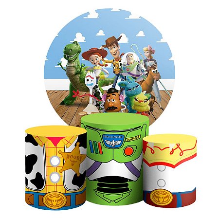 Capas Painel Redondo e Trio Cilindro Sublimado - Toy Story