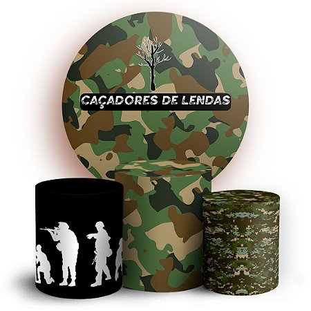 Capas Painel Redondo e Trio Cilindro Sublimado - Militar