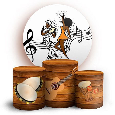 Capas Painel Redondo e Trio Cilindro Sublimado - Samba