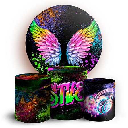 Capas Painel Redondo e Trio Cilindro Sublimado - Asas Grunge