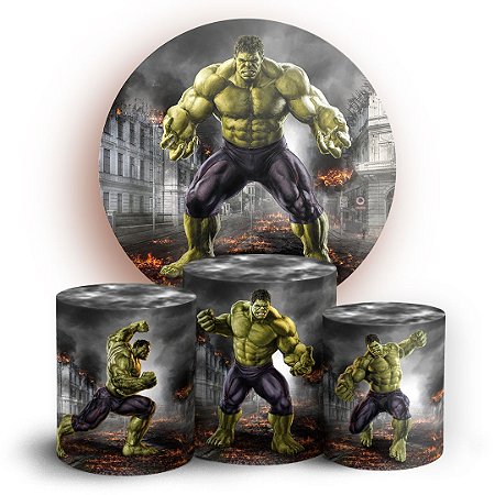 Capas Painel Redondo e Trio Cilindro Sublimado - Hulk