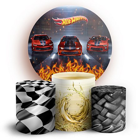 Capas Painel Redondo e Trio Cilindro Sublimado - Hot Wheels