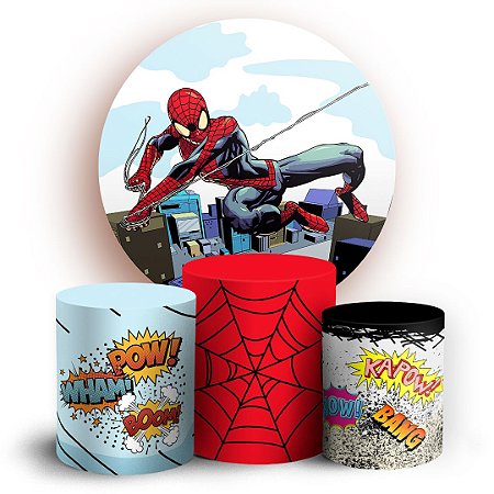 Capas Painel Redondo e Trio Cilindro Sublimado - Homem Aranha