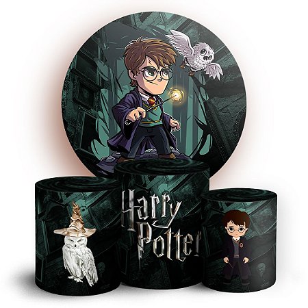 Capas Painel Redondo e Trio Cilindro Sublimado - Harry Potter
