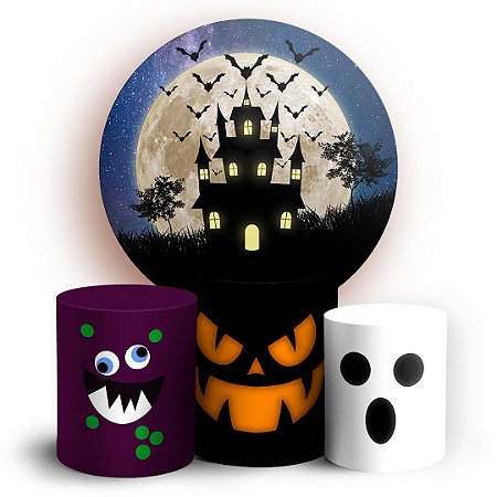 Capas Painel Redondo e Trio Cilindro Sublimado - Halloween