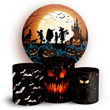 Capas Painel Redondo e Trio Cilindro Sublimado - Halloween