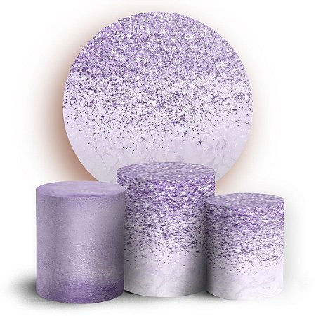 Capas Painel Redondo e Trio Cilindro Sublimado - Glitter Lilás