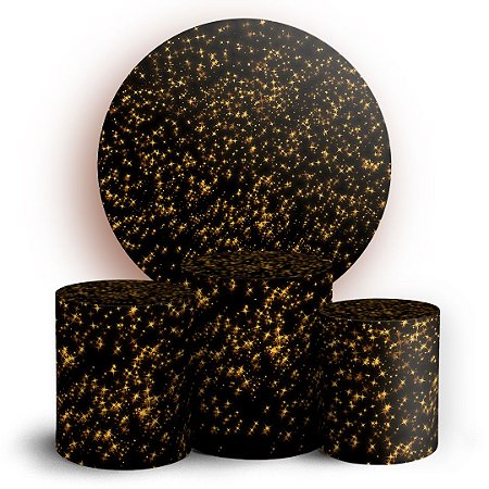 Capas Painel Redondo e Trio Cilindro Sublimado - Glitter Dourado