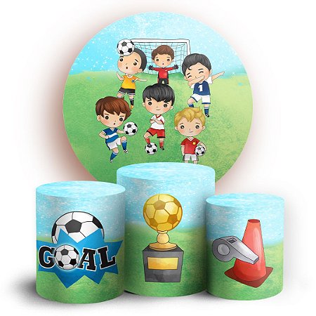 Capas Painel Redondo e Trio Cilindro Sublimado - Futebol