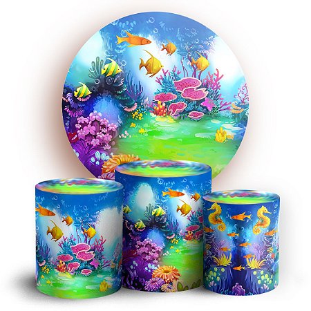 KIT Redondo e Trio - Fundo do Mar  - Sublimado 3D