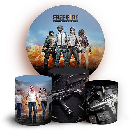 Capas Painel Redondo e Trio Cilindro Sublimado - Free Fire